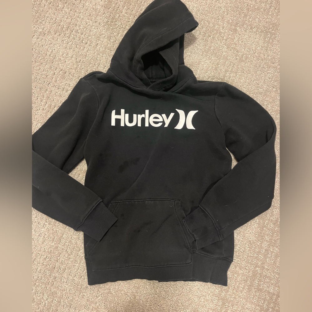 Boys Hurley Black and White Logo Hoodie Size L